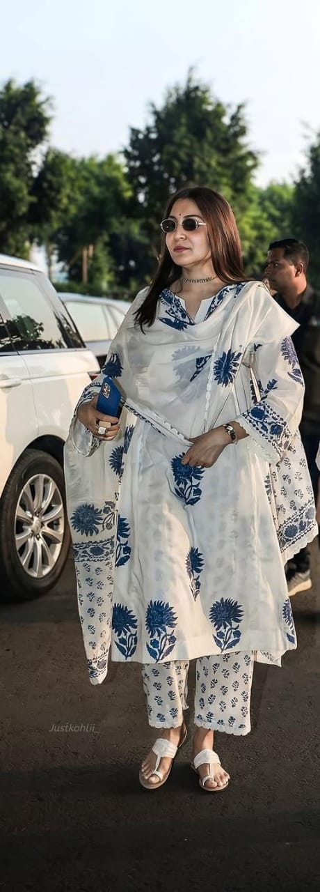 Noor Blue Floral Cotton Suit Set